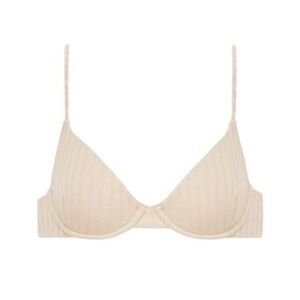 Montce • Dainty Rib Underwire Bikini Top Cream Wide Rib L NWT
